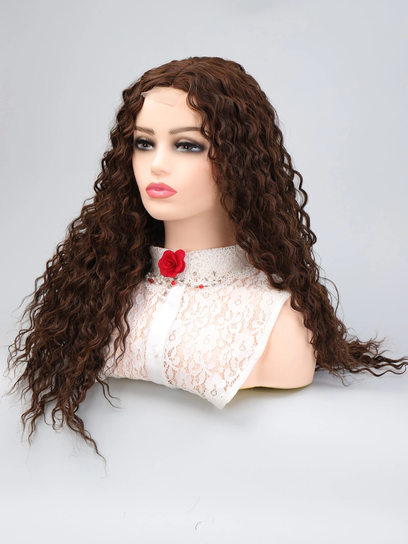 Miniatura 7 de Peluca sintética con encaje delantero largo rizado Multicolor