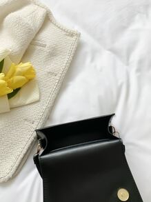迷你頂部單條提帶翻蓋異形包 - 黑色 - 查看 5