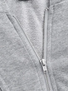 SHEIN MOD Áo hoodie có dây rút viền cong chi tiết đường may cho mùa thu/đông - Màu Xám nhạt - Xem 4