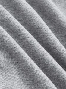 SHEIN MOD Áo hoodie có dây rút viền cong chi tiết đường may cho mùa thu/đông - Màu Xám nhạt - Xem 5