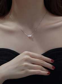 CVNANA Faux Pearl Decor Necklace - Silver - View 1