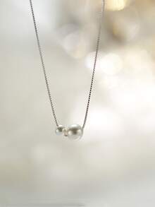 CVNANA Faux Pearl Decor Necklace - Silver - View 3