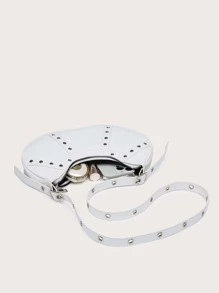 Lightweight,Business Casual Studded Decor Zipper Hobo Bag For Teen Girls Women College Students,Rookies & White-collar Workers Perfect for Office,College,Work ,Business,Commute,Outdoors, Travel, Outings - White - View 6