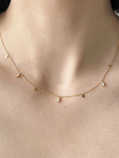 Nooxian Dây chuyền với sức hấp dẫn Khối Zirconia  Giọt nước