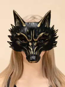 Máscara facial disfraz lobo cabeza - Negro - Ver 1