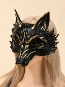 Máscara facial disfraz lobo cabeza - Negro - Ver 3