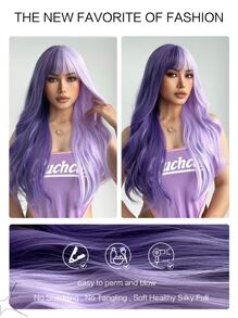 Long Straight Synthetic Wig With Bangs - Two-Tone - View 6