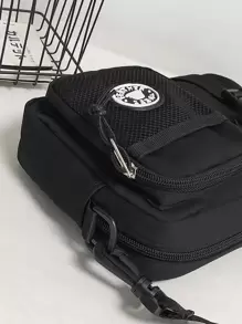 High School Students University Multifunctional Sling Bag Shoulder Bag Casual Bag Men Letter Patch Square Bag, Schoolbag For Travel, College, Outdoors Tote Bag Sports Bag Hiking Outdoor Vacation Funny Gifts Christmas Gifts For Men Side Bags For Men Black Bag Travel Essentials Holiday Essentials Bag For Men Camping Sling Bag For Men Summer Back To School Summer Bag Springbreak Bag Pack Cross Body Bag School Supplies Purse Canvas Tote Bag Pouch Festival - Black - View 5