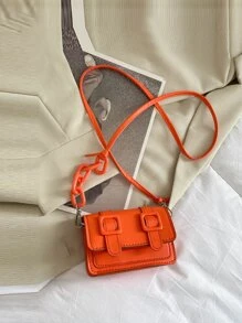 Mini Buckle Decor Flap Square Bag
