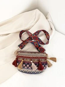 Bolsa de cintura con flecos vintage, color aleatorio - Multicolor - Ver 2