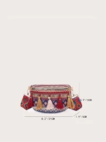 Bolsa de cintura con flecos vintage, color aleatorio - Multicolor - Ver 3