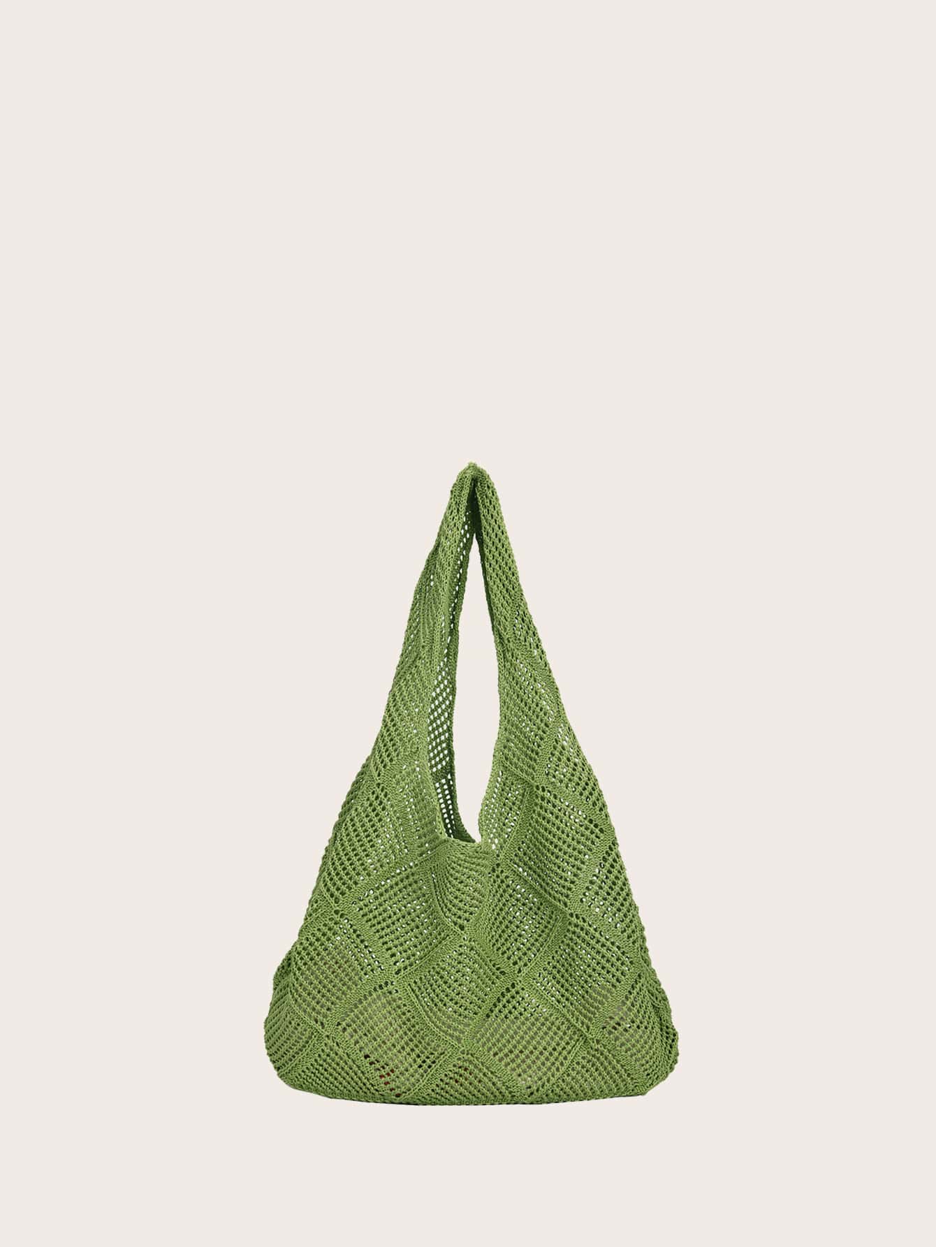 Crochet Tote Bag - Green - View 1
