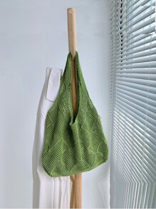 Crochet Tote Bag - Green - View 2