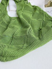Crochet Tote Bag - Green - View 4