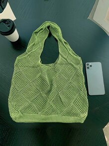 Crochet Tote Bag - Green - View 6