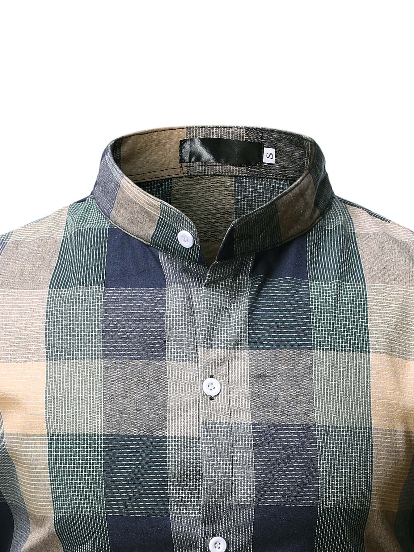 Manfinity Homme قميص رجالي مربع الأزرار، للخريف