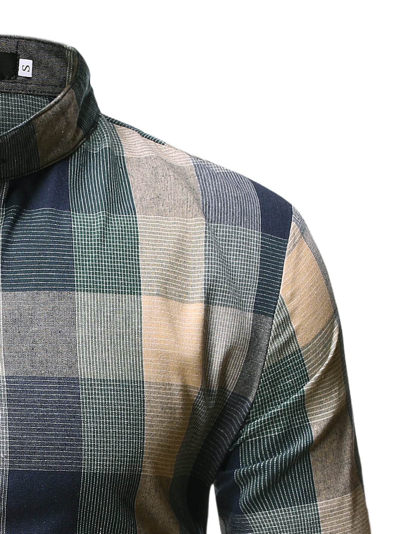 Manfinity Homme قميص رجالي مربع الأزرار، للخريف