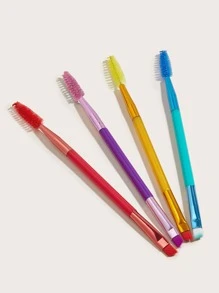 4 buc pensule pentru sprâncene cu două capete și pensulă pentru gene, pensulă pentru colorat gene și eyeliner, pensulă pentru sprâncene cu două capete, pensulă mini pentru gene multifuncțională, teșitură și pieptene, pentru colorat, pensulă pentru sprâncene, pensulă pentru fard de pleoape, Spoolie, pensulă Spoolie - Multicolor - Vizualizare 2