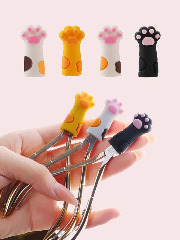 Nail Clipper Cover 1pc Random Color Cartoon Cat Paw For Nail Cuticle Scissors Dead Skin Scissor Tweezers Manicure