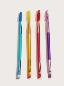 4 buc pensule pentru sprâncene cu două capete și pensulă pentru gene, pensulă pentru colorat gene și eyeliner, pensulă pentru sprâncene cu două capete, pensulă mini pentru gene multifuncțională, teșitură și pieptene, pentru colorat, pensulă pentru sprâncene, pensulă pentru fard de pleoape, Spoolie, pensulă Spoolie - Multicolor - Vizualizare 3