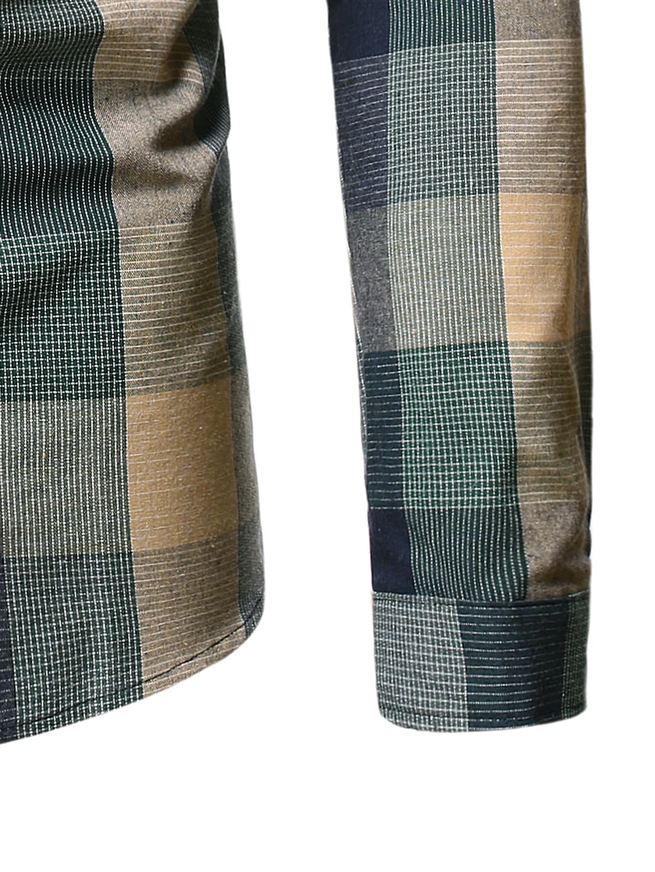 Manfinity Homme قميص رجالي مربع الأزرار، للخريف