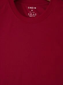 Hombres Camiseta unicolor de cuello redondo