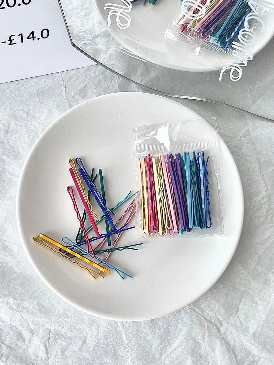 50pcs Solid Bobby Pin Hair Clip Casual - Multicolor - View 1