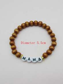 1入組字母細節木頭串珠手鏈 - 棕色 - 查看 4