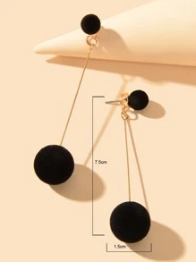 1雙復古黑色圓形植絨毛絨球長款吊墜懸垂幾何耳釘扇形耳環女士派對首飾類