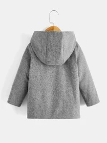 SHEIN 小男童連帽毛絨內襯花呢外套