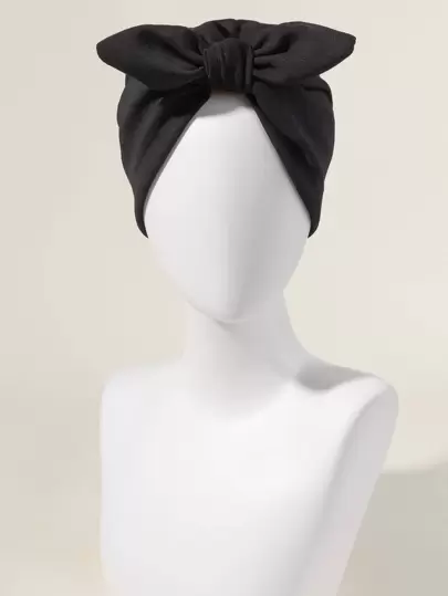 Awegeo 女士纯色头巾 - 打结兔耳装饰头饰，适合户外活动和运动风格 | 时尚舒适的设计