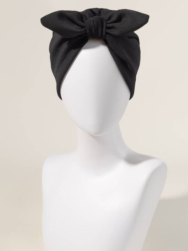 Awegeo Women's Solid-Color Turban - Knotted Bunny-Ear Accent Headwear For Outdoor Activities & Sporty Style | Stylish & Comfortable Design