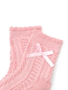 5雙小女童心和花卉圖案中筒襪