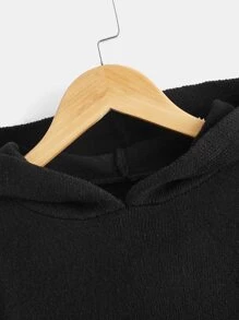 SHEIN Boys Colour Block Hooded Jumper - Black - View 3