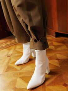 MOTF PREMIUM Quần nữ Nút Túi Dây kéo màu trơn Thanh lịch - màu nâu - Xem 10