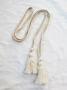 1pc Woven Curtain Tieback - Beige - View 2