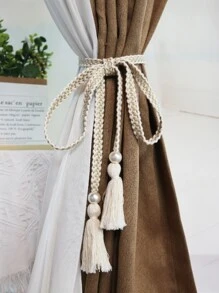 1pc Woven Curtain Tieback - Beige - View 5