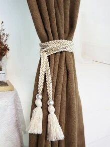 1pc Woven Curtain Tieback - Beige - View 6