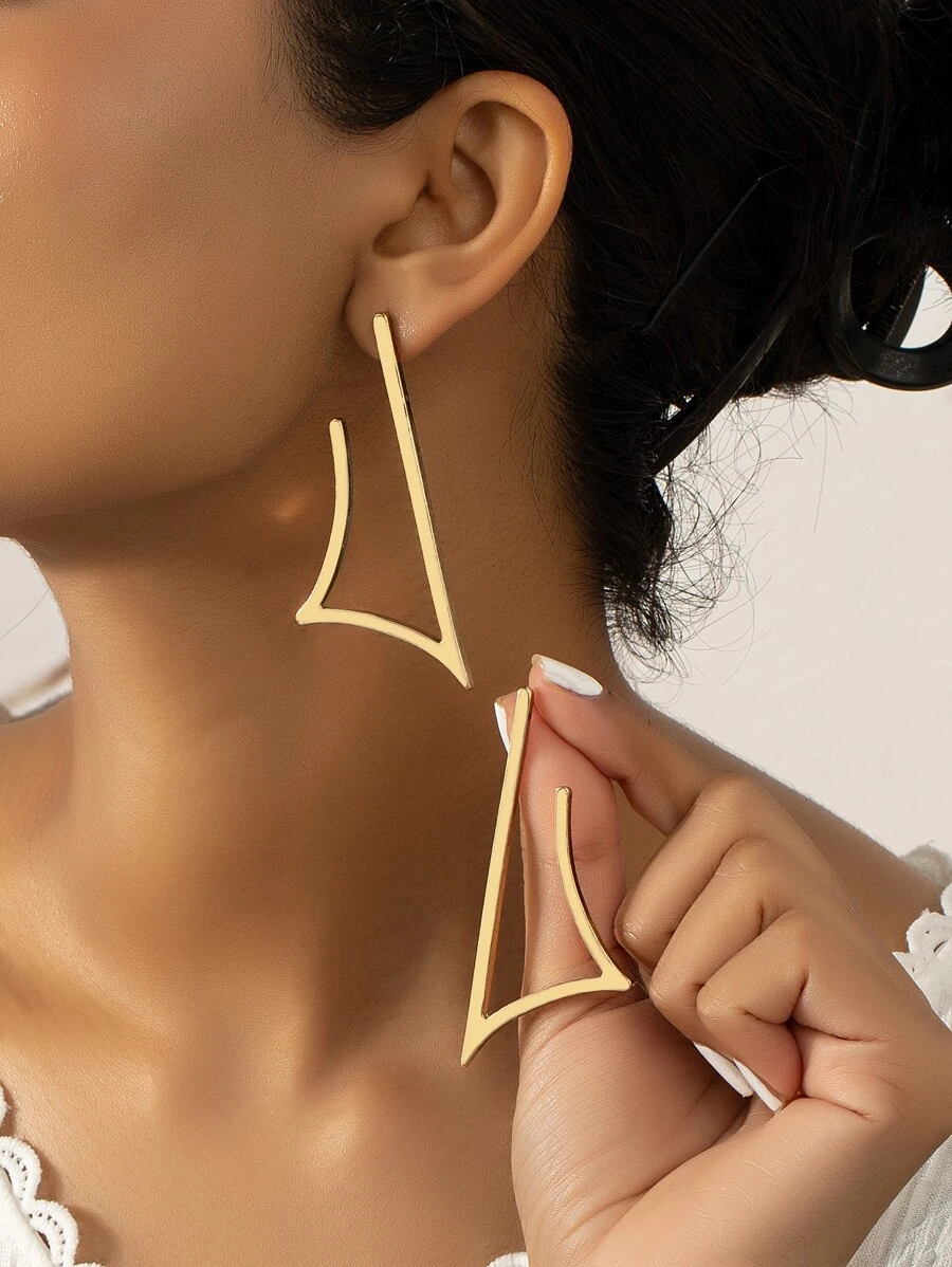 幾何耳釘 - 金黃色 - 查看 1