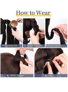 Phần mở rộng tóc tổng hợp kiểu đuôi ngựa dài thẳng - màu nâu - Xem 5