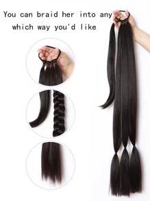 Phần mở rộng tóc tổng hợp kiểu đuôi ngựa dài thẳng - màu nâu - Xem 4