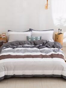 Striped Print Duvet Cover Set Without Filler - Multicolor - View 1