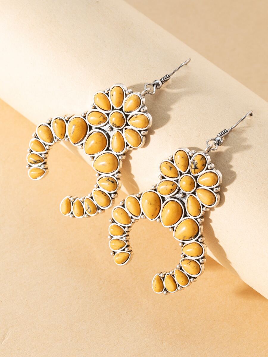 Bead Decor Drop Earrings - Multicolor - View 1