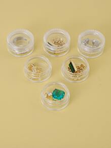 3 piezas Caja de almacenamiento de joya transparente - transparente - Ver 2