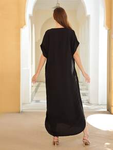 Thêu tay cánh Nhà Váy Kaftan - màu đen - Xem 3