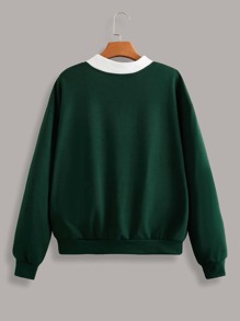 ★【WOOALONG】★Claw collar color contrast sweatshir.t★ Our Letter Graphic Contrast Collar Sweatshirt is such a vibe