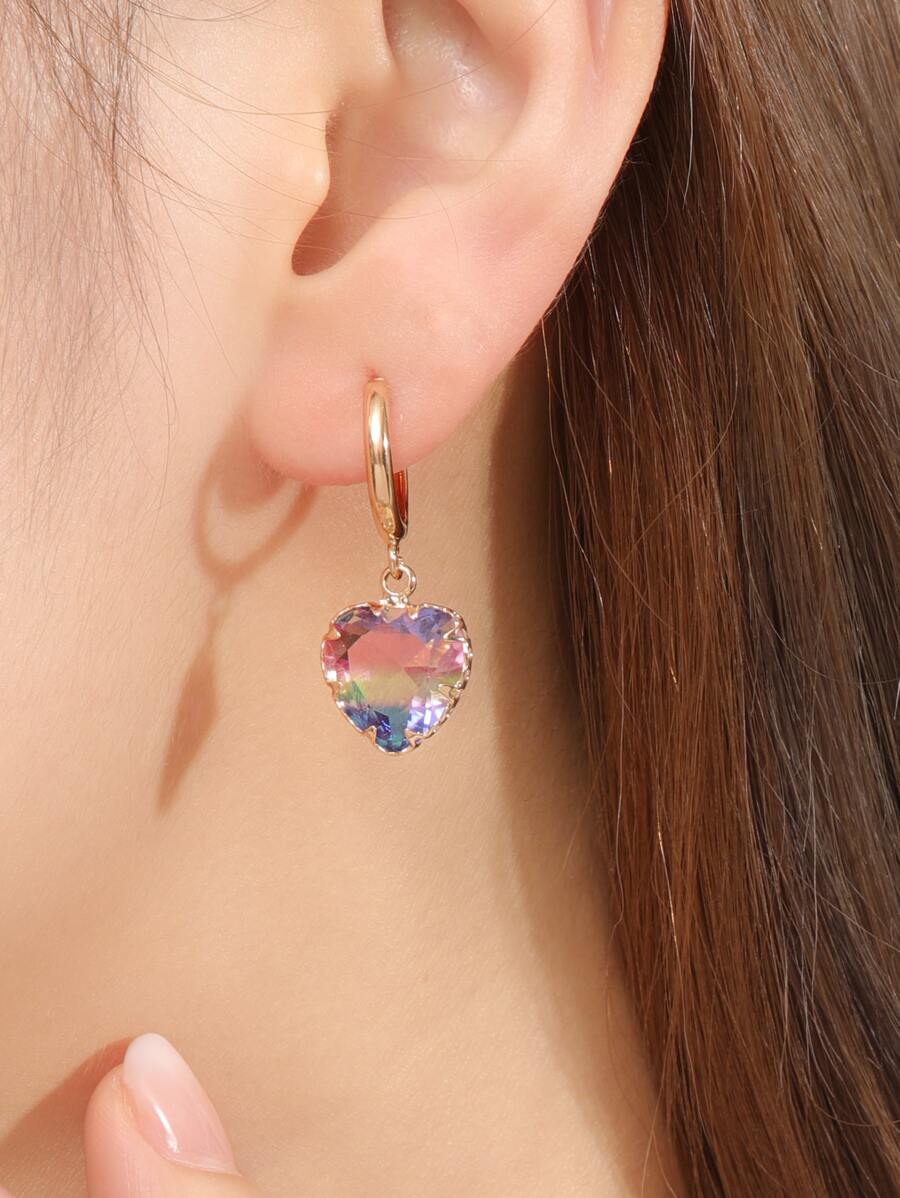 Heart Drop Earrings Valentines - Multicolor - View 1