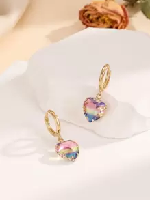 Heart Drop Earrings Valentines - Multicolor - View 3
