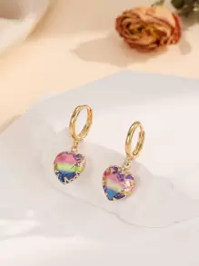 Heart Drop Earrings Valentines - Multicolor - View 4