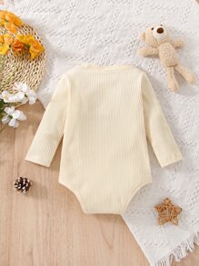 嬰兒彩虹刺繡T恤連體衣 - 杏色 - 查看 2